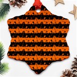 Dark Pumpkin Orange and Black Halloween Nightmare Stripes  Snowflake Ornament (Two Sides) Back