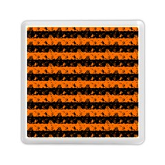 Dark Pumpkin Orange And Black Halloween Nightmare Stripes  Memory Card Reader (square) by PodArtist