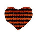 Dark Pumpkin Orange and Black Halloween Nightmare Stripes  Standard 16  Premium Heart Shape Cushions Back