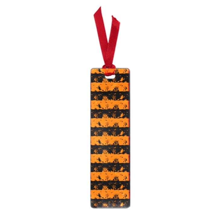 Dark Pumpkin Orange and Black Halloween Nightmare Stripes  Small Book Marks