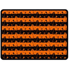 Dark Pumpkin Orange And Black Halloween Nightmare Stripes  Double Sided Fleece Blanket (large)  by PodArtist