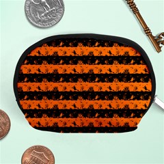 Dark Pumpkin Orange And Black Halloween Nightmare Stripes  Accessory Pouch (medium) by PodArtist