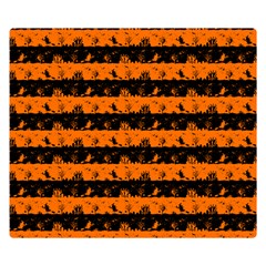 Dark Pumpkin Orange And Black Halloween Nightmare Stripes  Double Sided Flano Blanket (small)  by PodArtist