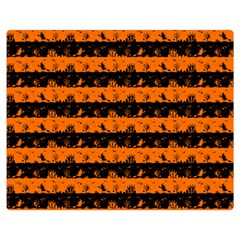 Dark Pumpkin Orange And Black Halloween Nightmare Stripes  Double Sided Flano Blanket (medium)  by PodArtist