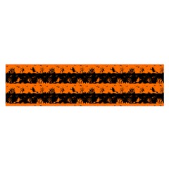 Dark Pumpkin Orange And Black Halloween Nightmare Stripes  Satin Scarf (oblong) by PodArtist