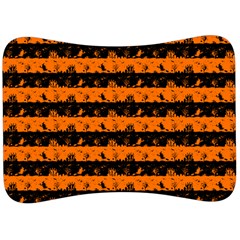 Dark Pumpkin Orange And Black Halloween Nightmare Stripes  Velour Seat Head Rest Cushion