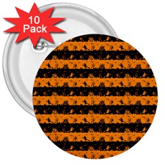 Pale Pumpkin Orange And Black Halloween Nightmare Stripes  3  Buttons (10 Pack)  by PodArtist