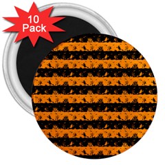 Pale Pumpkin Orange And Black Halloween Nightmare Stripes  3  Magnets (10 Pack)  by PodArtist