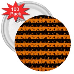 Pale Pumpkin Orange And Black Halloween Nightmare Stripes  3  Buttons (100 Pack)  by PodArtist