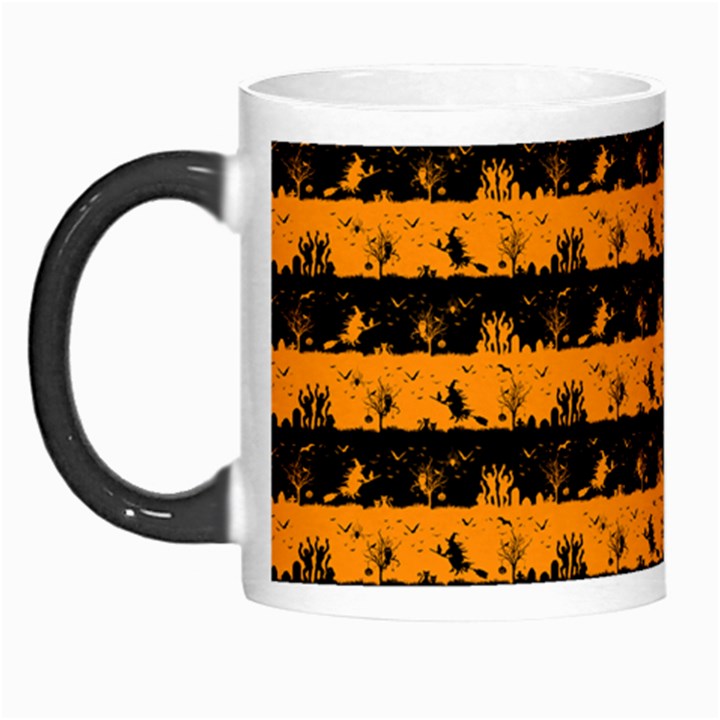 Pale Pumpkin Orange and Black Halloween Nightmare Stripes  Morph Mugs