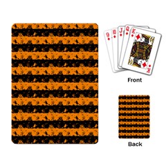 Pale Pumpkin Orange And Black Halloween Nightmare Stripes  Playing Cards Single Design by PodArtist