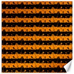 Pale Pumpkin Orange and Black Halloween Nightmare Stripes  Canvas 16  x 16  15.2 x15.41  Canvas - 1