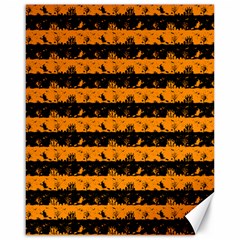 Pale Pumpkin Orange And Black Halloween Nightmare Stripes  Canvas 16  X 20  by PodArtist