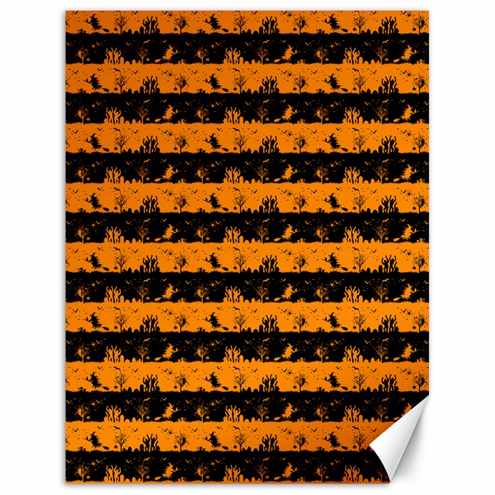 Pale Pumpkin Orange and Black Halloween Nightmare Stripes  Canvas 18  x 24 