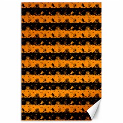 Pale Pumpkin Orange And Black Halloween Nightmare Stripes  Canvas 20  X 30  by PodArtist