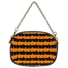 Pale Pumpkin Orange And Black Halloween Nightmare Stripes  Chain Purse (one Side) by PodArtist