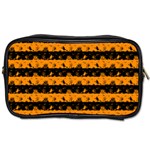 Pale Pumpkin Orange and Black Halloween Nightmare Stripes  Toiletries Bag (Two Sides) Front