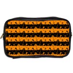 Pale Pumpkin Orange and Black Halloween Nightmare Stripes  Toiletries Bag (Two Sides) Back