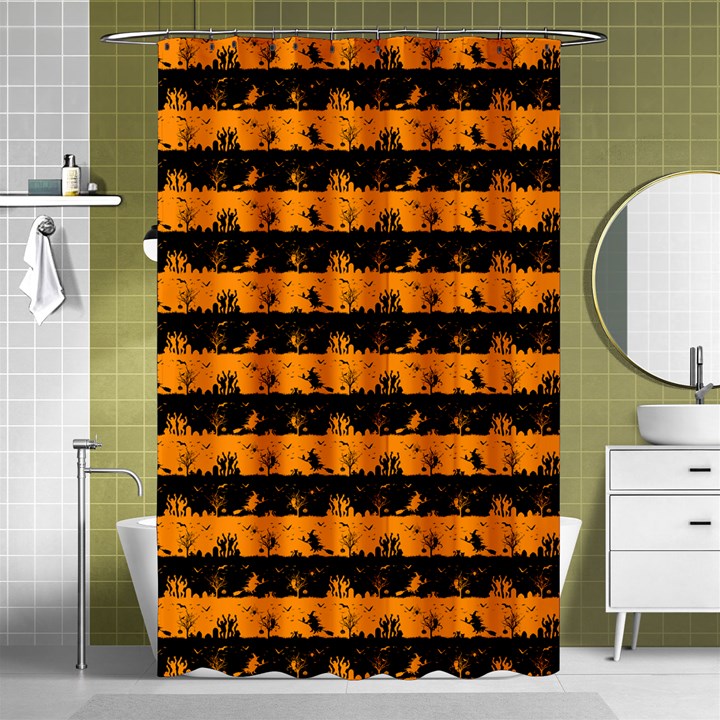 Pale Pumpkin Orange and Black Halloween Nightmare Stripes  Shower Curtain 48  x 72  (Small) 