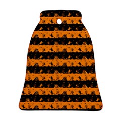 Pale Pumpkin Orange And Black Halloween Nightmare Stripes  Bell Ornament (two Sides) by PodArtist