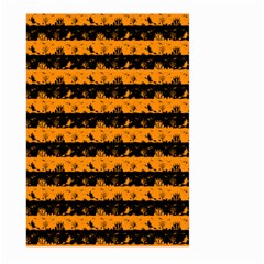 Pale Pumpkin Orange And Black Halloween Nightmare Stripes  Large Garden Flag (two Sides) by PodArtist