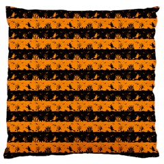 Pale Pumpkin Orange And Black Halloween Nightmare Stripes  Large Cushion Case (two Sides) by PodArtist