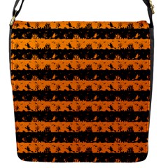 Pale Pumpkin Orange And Black Halloween Nightmare Stripes  Flap Closure Messenger Bag (s)