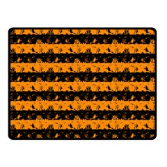 Pale Pumpkin Orange And Black Halloween Nightmare Stripes  Double Sided Fleece Blanket (small)  by PodArtist