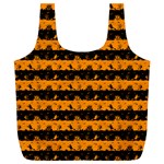 Pale Pumpkin Orange and Black Halloween Nightmare Stripes  Full Print Recycle Bag (XL) Back