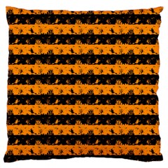 Pale Pumpkin Orange And Black Halloween Nightmare Stripes  Standard Flano Cushion Case (one Side) by PodArtist