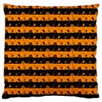 Pale Pumpkin Orange and Black Halloween Nightmare Stripes  Large Flano Cushion Case (Two Sides) Front