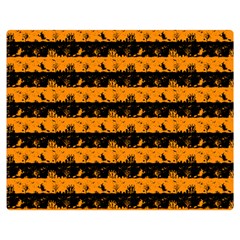 Pale Pumpkin Orange And Black Halloween Nightmare Stripes  Double Sided Flano Blanket (medium)  by PodArtist