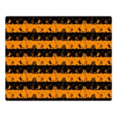 Pale Pumpkin Orange And Black Halloween Nightmare Stripes  Double Sided Flano Blanket (large)  by PodArtist