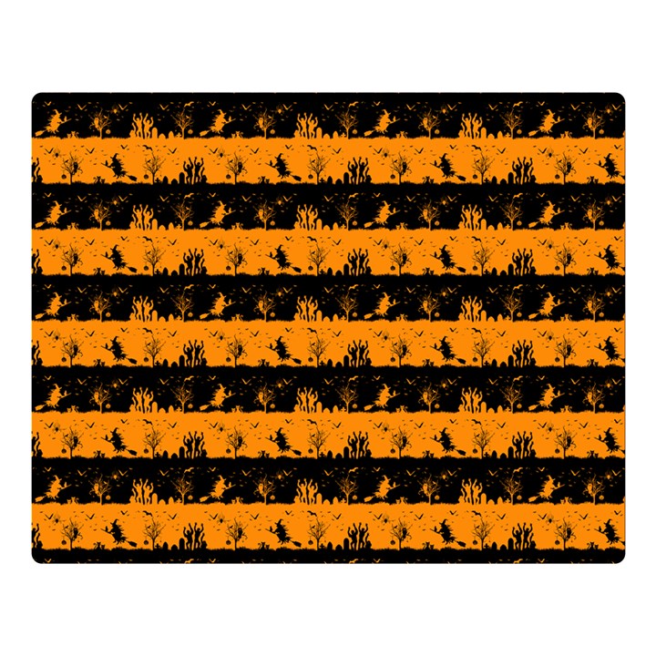 Pale Pumpkin Orange and Black Halloween Nightmare Stripes  Double Sided Flano Blanket (Large) 