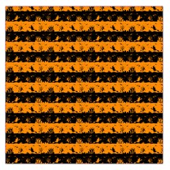 Pale Pumpkin Orange And Black Halloween Nightmare Stripes  Large Satin Scarf (square) by PodArtist