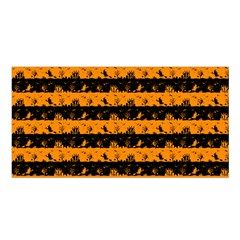 Pale Pumpkin Orange And Black Halloween Nightmare Stripes  Satin Shawl by PodArtist