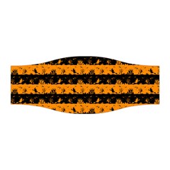 Pale Pumpkin Orange And Black Halloween Nightmare Stripes  Stretchable Headband by PodArtist