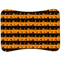 Pale Pumpkin Orange And Black Halloween Nightmare Stripes  Velour Seat Head Rest Cushion by PodArtist