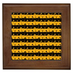 Pale Pumpkin Orange And Black Halloween Nightmare Stripes  Framed Tiles by PodArtist