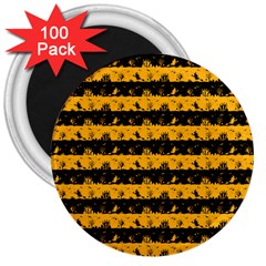 Pale Pumpkin Orange And Black Halloween Nightmare Stripes  3  Magnets (100 Pack) by PodArtist