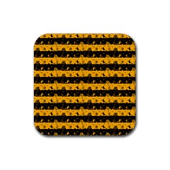 Pale Pumpkin Orange And Black Halloween Nightmare Stripes  Rubber Coaster (square)  by PodArtist