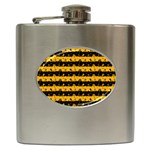 Pale Pumpkin Orange and Black Halloween Nightmare Stripes  Hip Flask (6 oz) Front