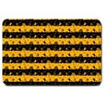 Pale Pumpkin Orange and Black Halloween Nightmare Stripes  Large Doormat  30 x20  Door Mat