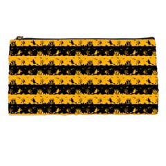 Pale Pumpkin Orange And Black Halloween Nightmare Stripes  Pencil Cases by PodArtist