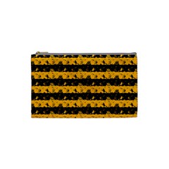 Pale Pumpkin Orange And Black Halloween Nightmare Stripes  Cosmetic Bag (small) by PodArtist