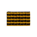 Pale Pumpkin Orange and Black Halloween Nightmare Stripes  Cosmetic Bag (Small) Front