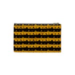 Pale Pumpkin Orange and Black Halloween Nightmare Stripes  Cosmetic Bag (Small) Back