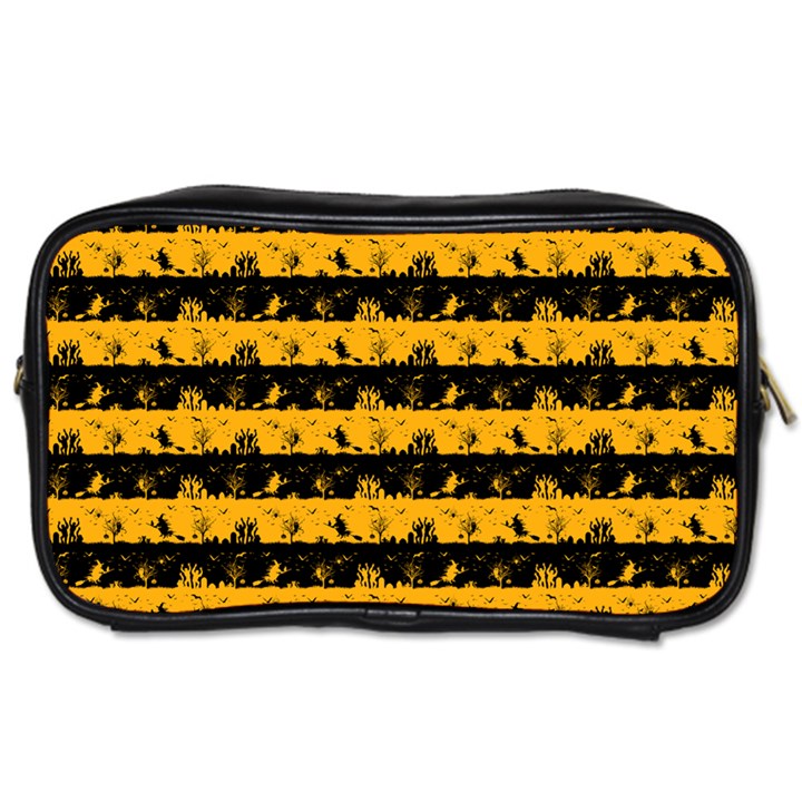 Pale Pumpkin Orange and Black Halloween Nightmare Stripes  Toiletries Bag (One Side)