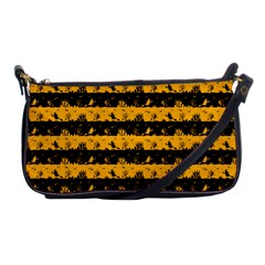 Pale Pumpkin Orange And Black Halloween Nightmare Stripes  Shoulder Clutch Bag by PodArtist