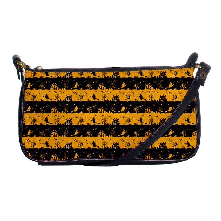 Pale Pumpkin Orange and Black Halloween Nightmare Stripes  Shoulder Clutch Bag